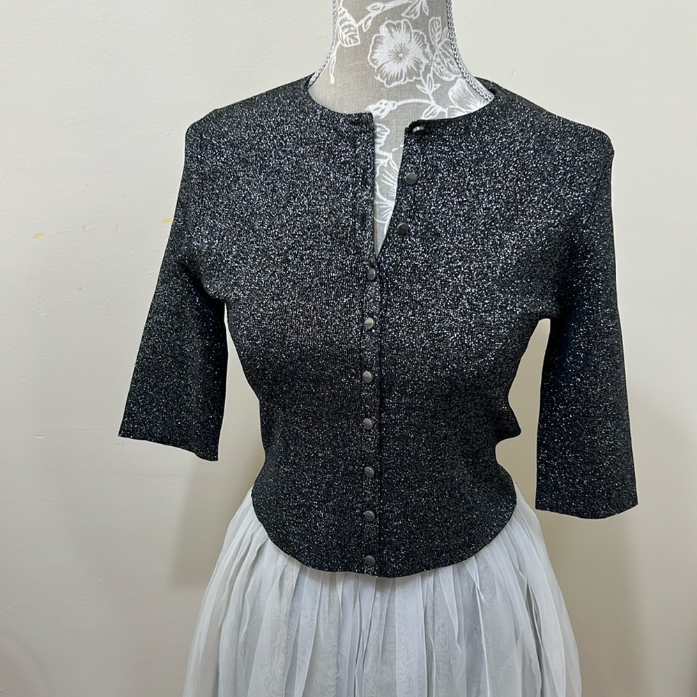 Ted Baker Sparkiy Metallic Cropped Cardigan